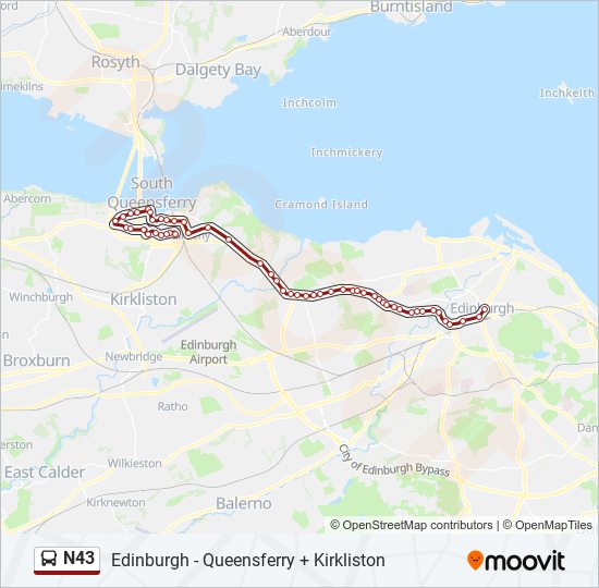 N43 bus Line Map