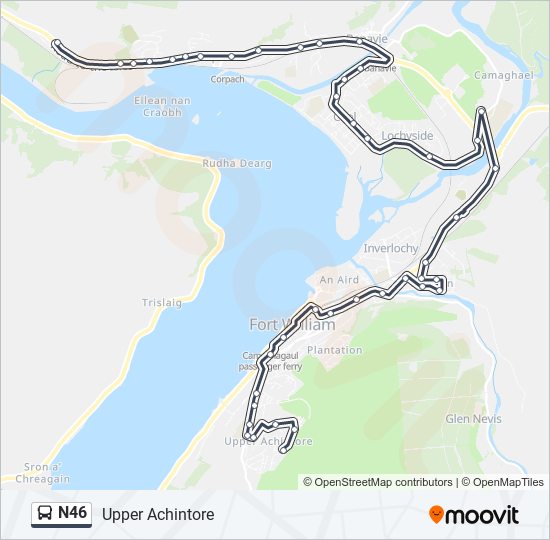 N46 bus Line Map