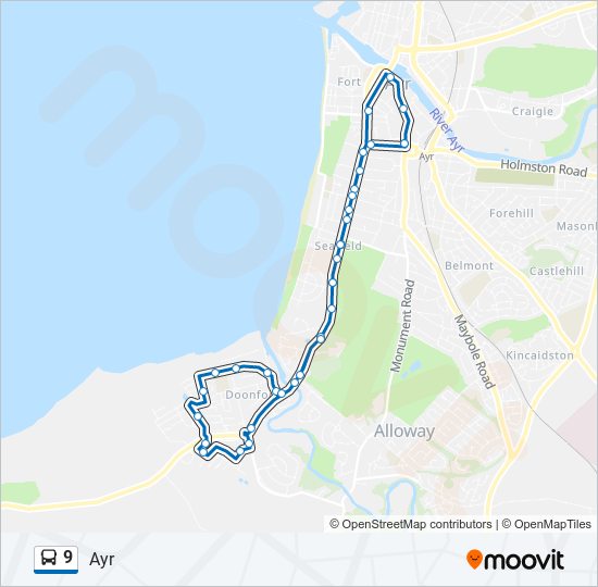 9 bus Line Map