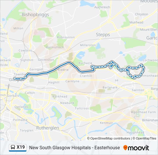 X19 Bus Line Map