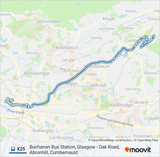 X25 Bus Line Map
