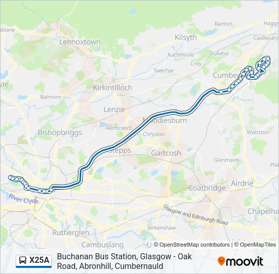 X25A Bus Line Map