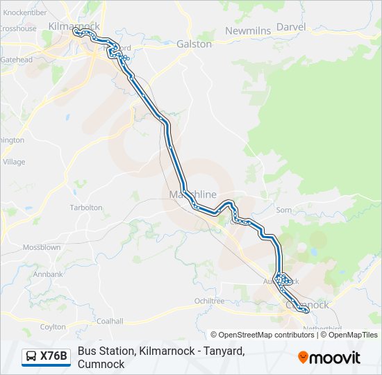 X76B Bus Line Map