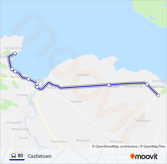 Bus 80 Route Map 80 Route: Schedules, Stops & Maps - Castletown (Updated)