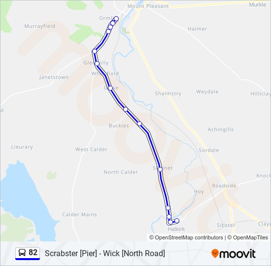 Bus 82 Route Map 82 Route: Schedules, Stops & Maps - Halkirk (Updated)