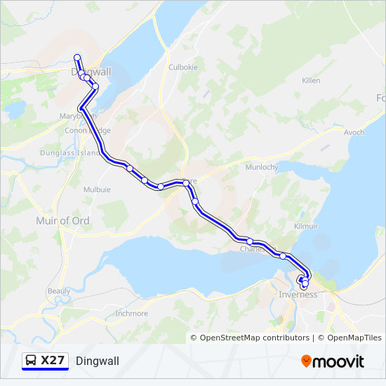 X27 Bus Route Map X27 Route: Schedules, Stops & Maps - Dingwall (Updated)