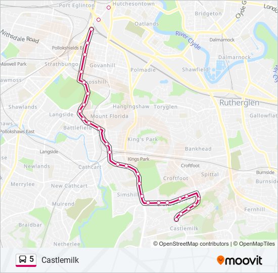 Bus 5 Route Map 5 Route: Schedules, Stops & Maps - Castlemilk (Updated)