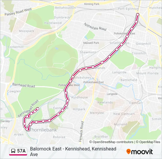57A Bus Line Map