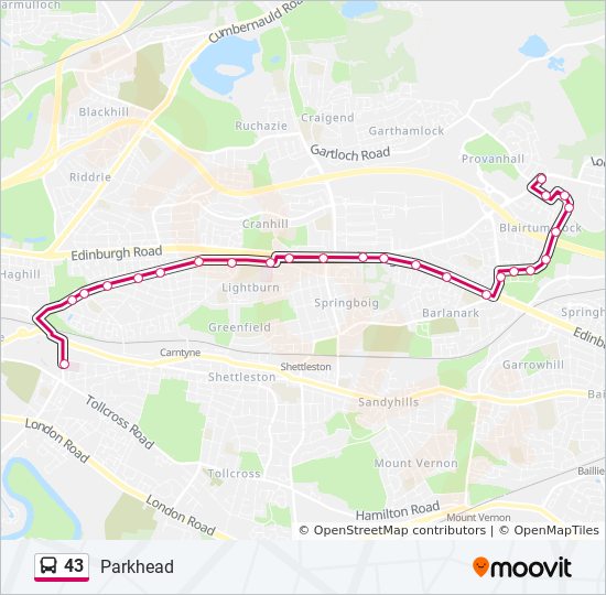 43 Bus Line Map