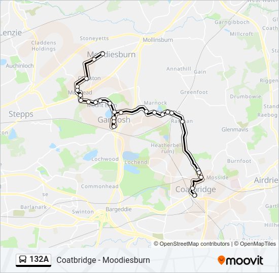 132A Bus Line Map