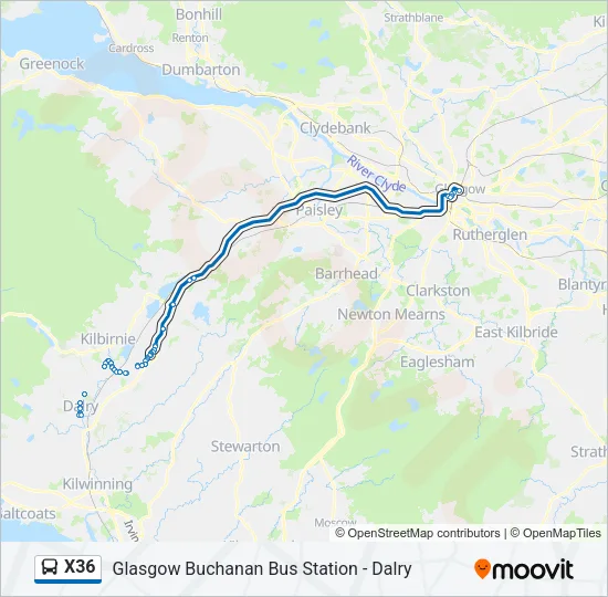 X36 Bus Line Map