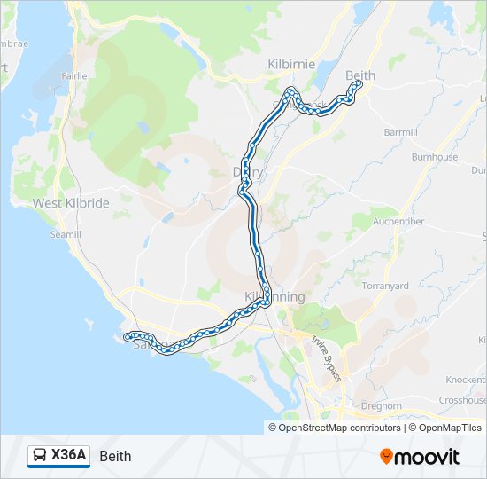 X36A Bus Line Map