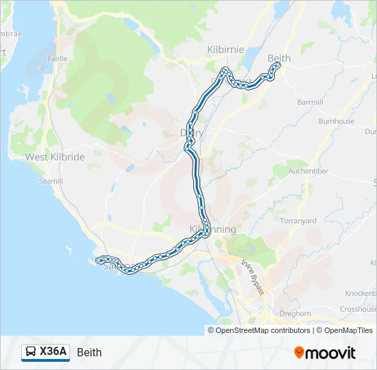 X36A Bus Line Map