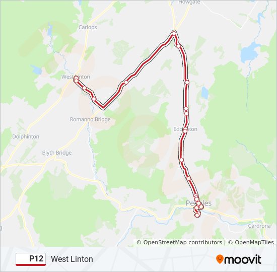 p12 Route Schedules, Stops & Maps West Linton (Updated)
