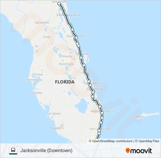 Mapa de GREYHOUND US0710S de autobús