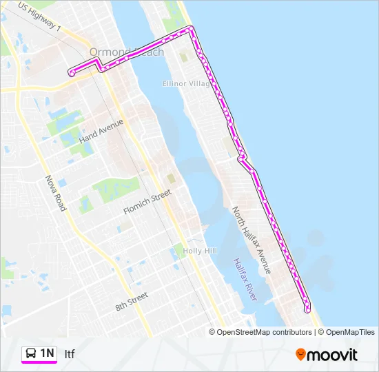 1N Bus Line Map