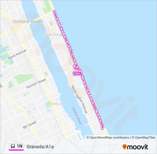 1N Bus Line Map