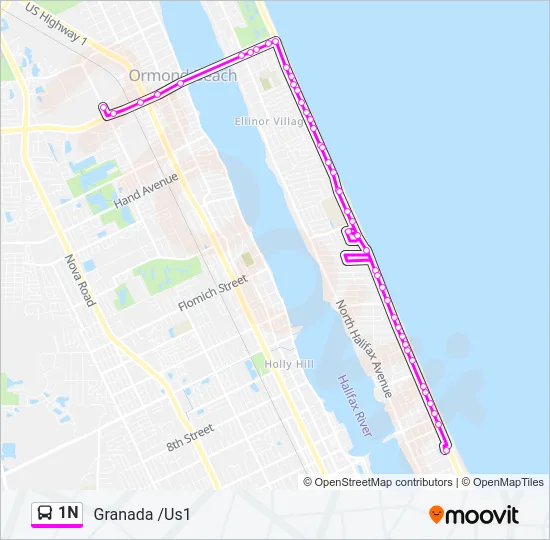 1N Bus Line Map