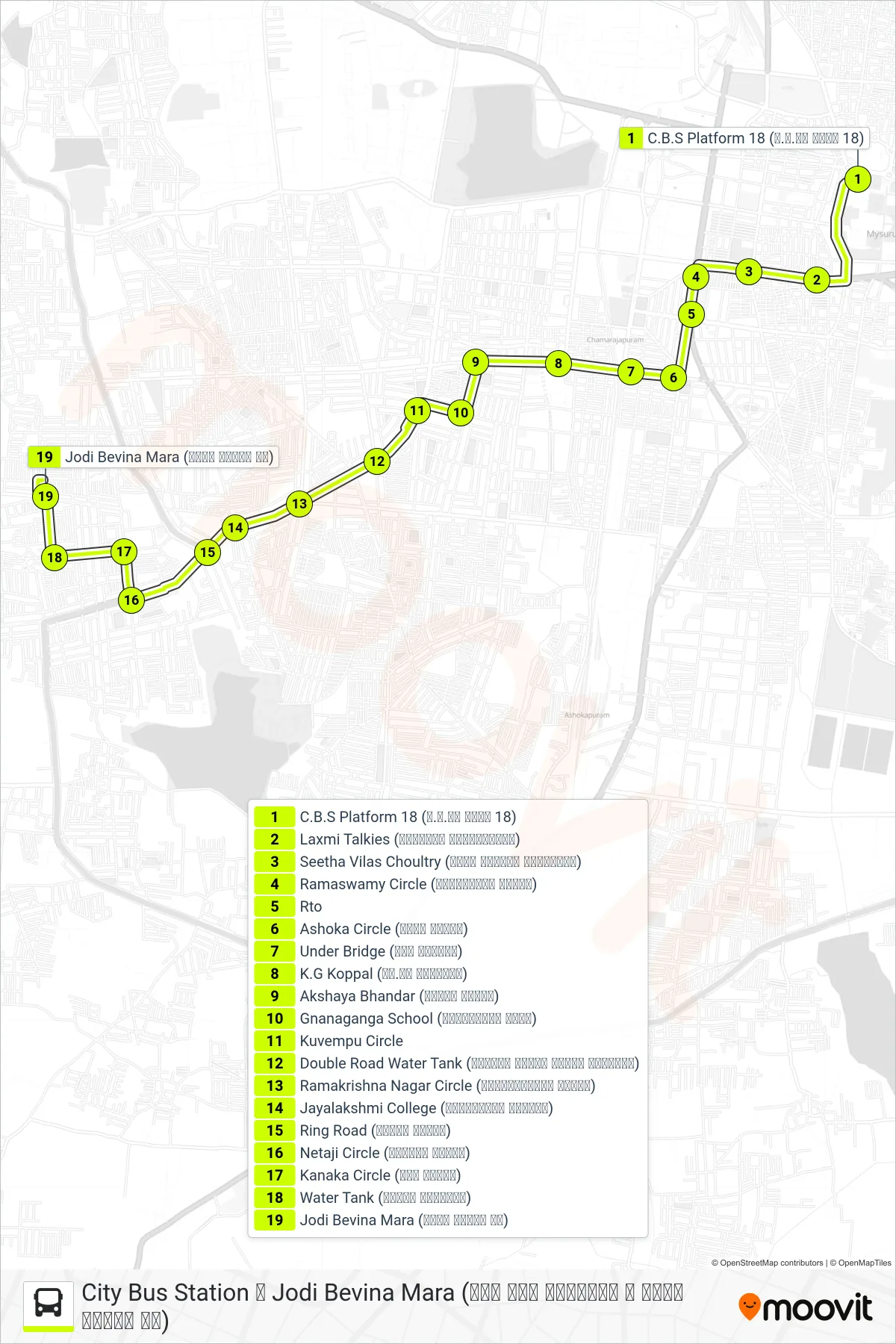 62H bus Line (➥ Jodi Bevina Mara (ಜೋಡಿ ಬೇವಿನ ಮರ)) route and stops on a map
