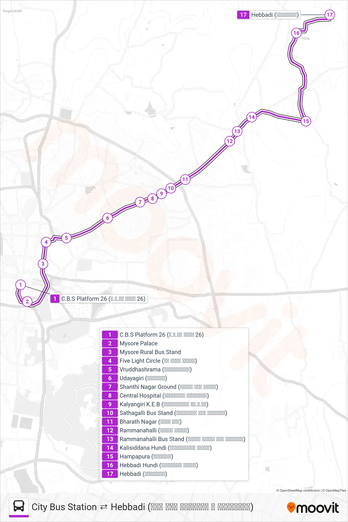 110B bus Line (→ Hebbadi (ಹೆಬ್ಬಾಡಿ)) route and stops on a map