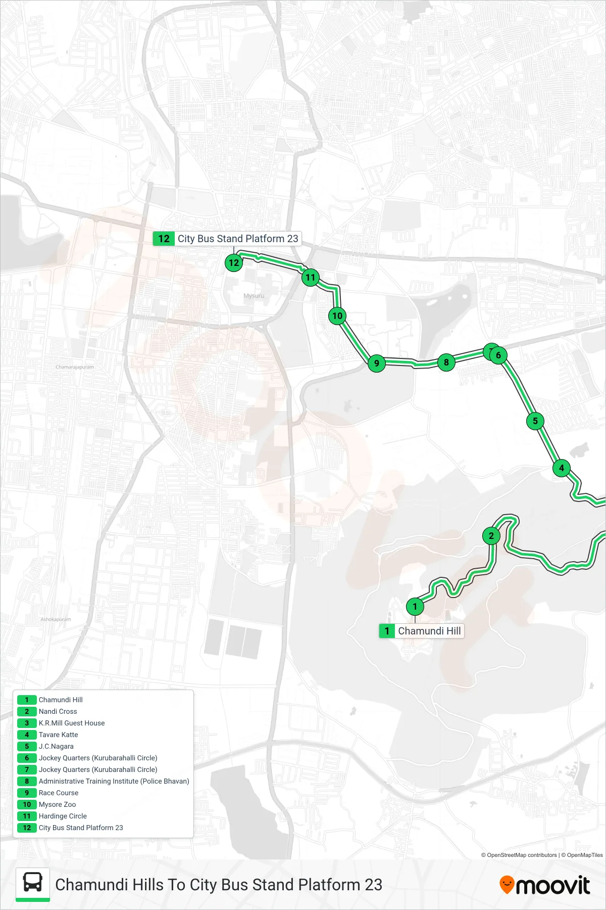 201N bus Line (City Bus Stand Platform 23) route and stops on a map