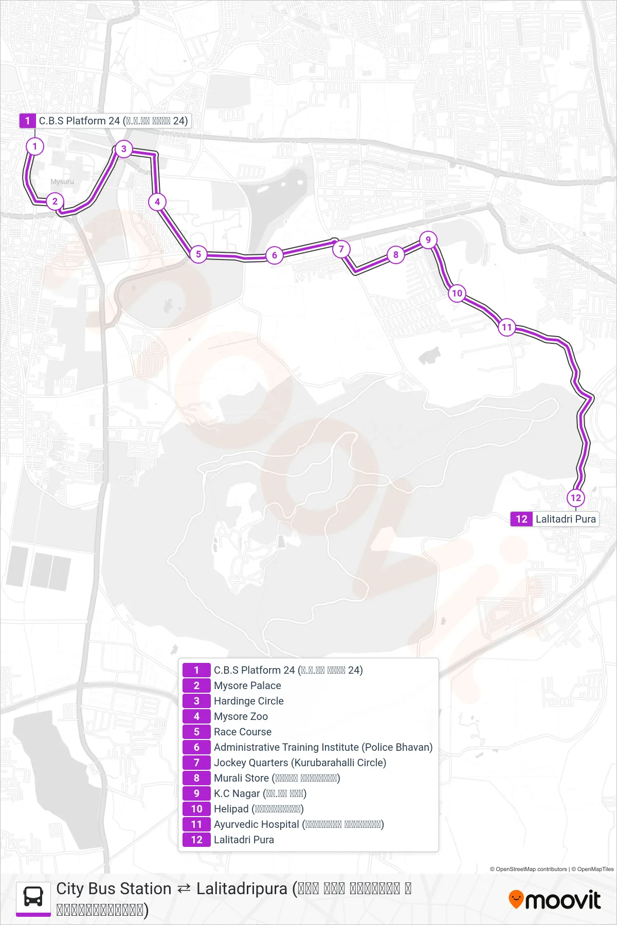 202A bus Line (→ Lalitadripura (ಲಲಿತಾದ್ರಿಪುರ)) route and stops on a map