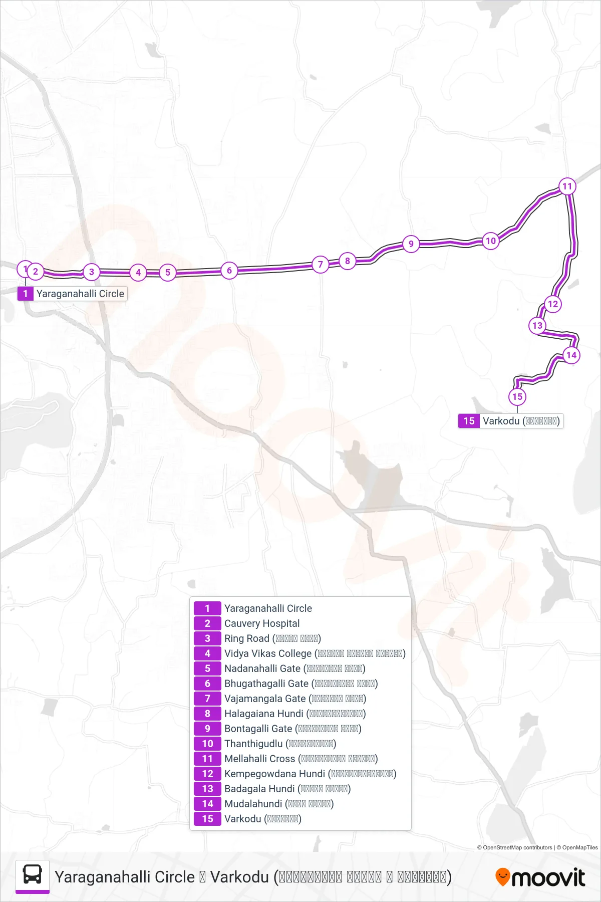 336P bus Line (➥ Varkodu (ವರ್ಕೋಡು)) route and stops on a map