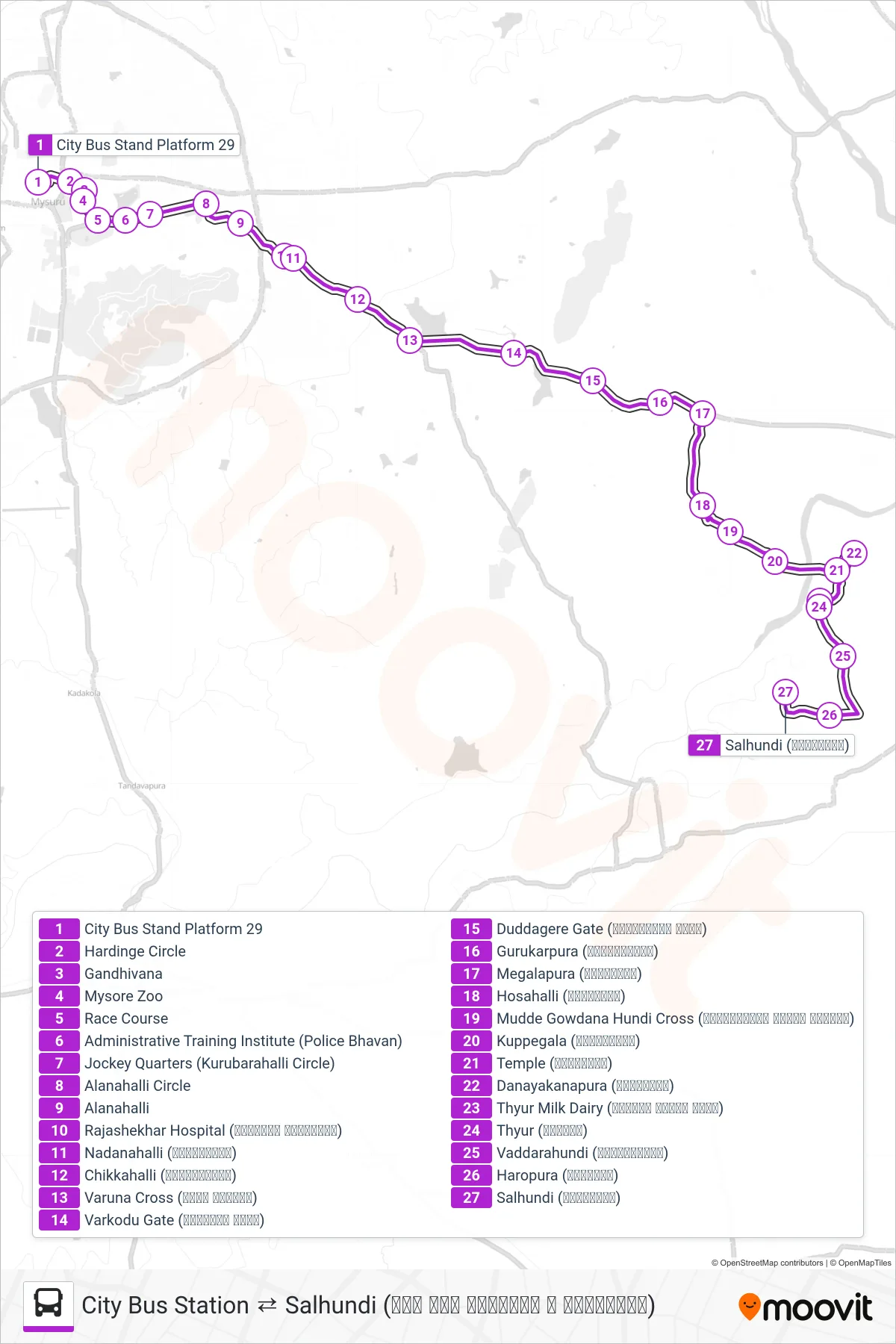 342S bus Line (→ Salhundi (ಸಾಲಹುಂಡಿ)) route and stops on a map