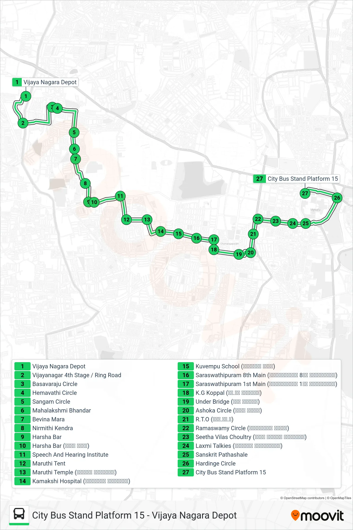 95AD bus Line (City Bus Stand Platform 15) route and stops on a map
