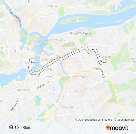 Plan de la ligne 15 de bus