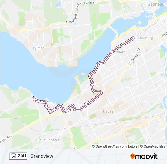 Plan de la ligne 258 de bus