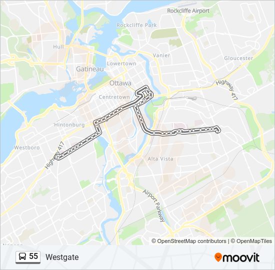 Plan de la ligne 55 de bus