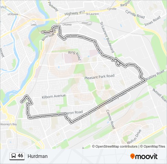 46 bus Line Map