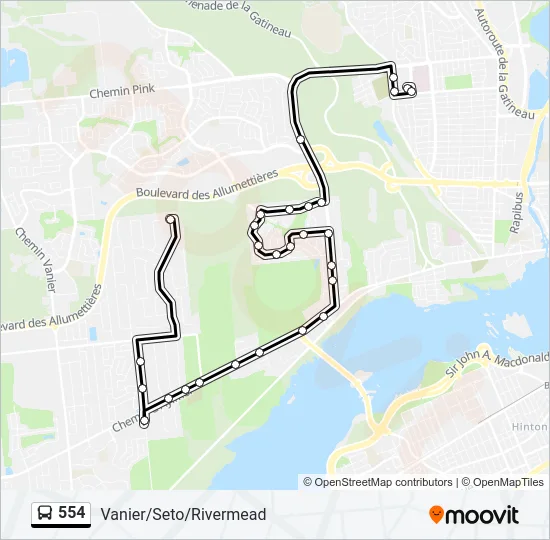 554 Bus Line Map