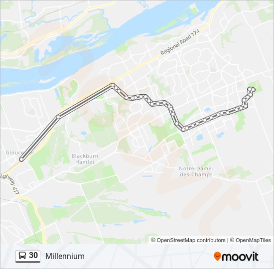 Plan de la ligne 30 de bus