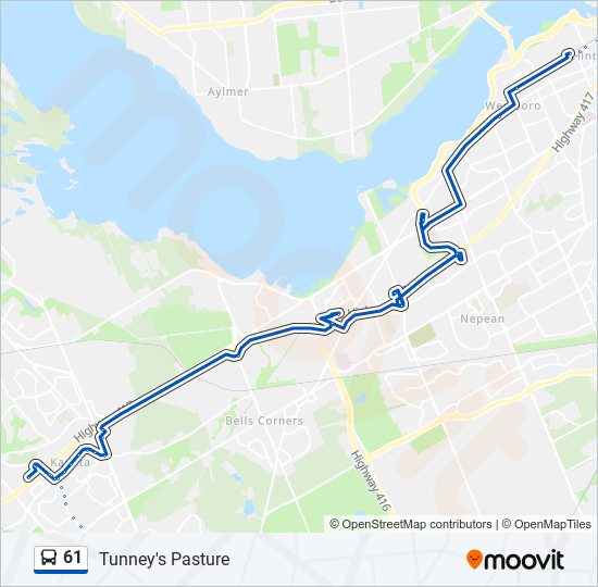 Plan de la ligne 61 de bus