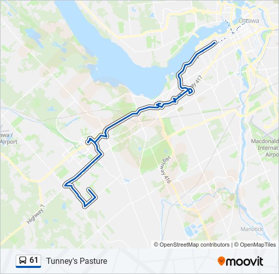 Plan de la ligne 61 de bus