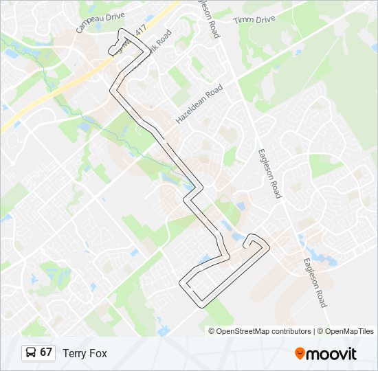 Plan de la ligne 67 de bus