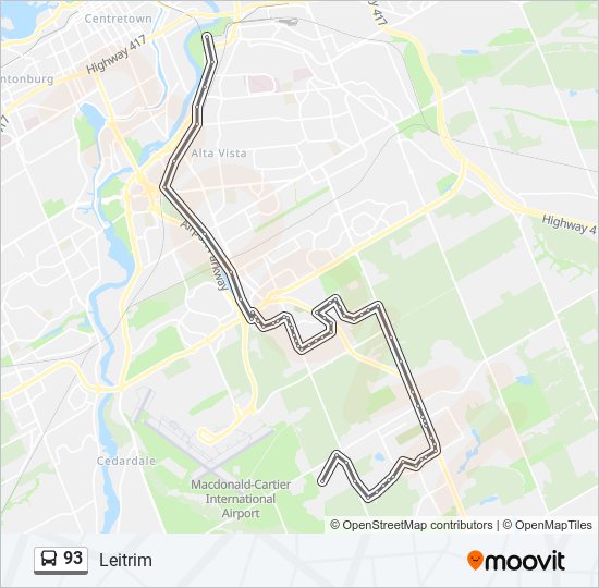 Plan de la ligne 93 de bus