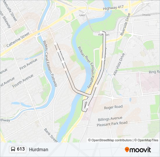 Plan de la ligne 613 de bus