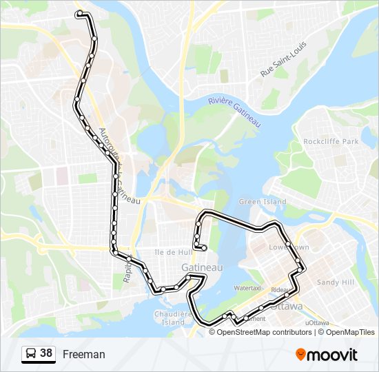 Plan de la ligne 38 de bus