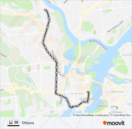 Plan de la ligne 38 de bus