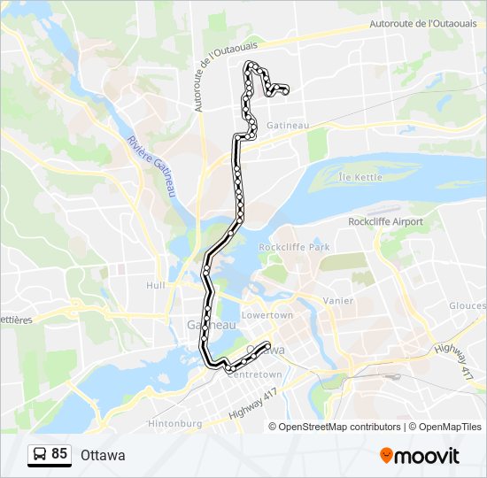 Plan de la ligne 85 de bus