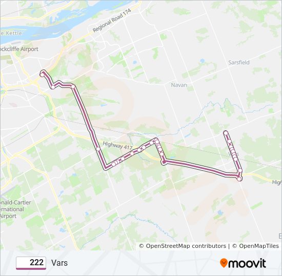 Plan de la ligne 222 de bus