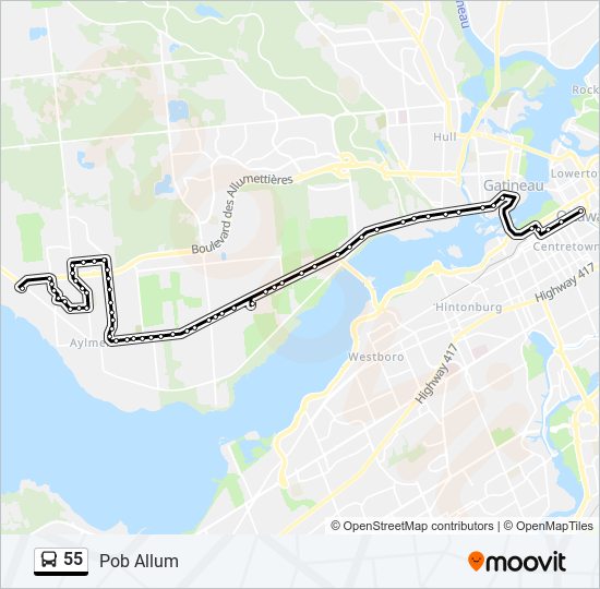 55 bus Line Map