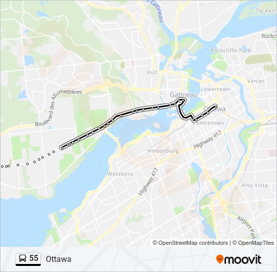 55 bus Line Map