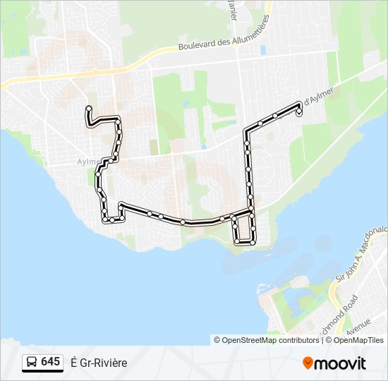 Plan de la ligne 645 de bus