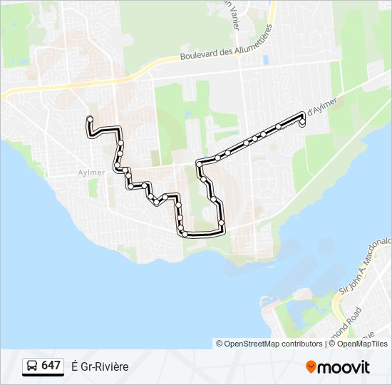 Plan de la ligne 647 de bus