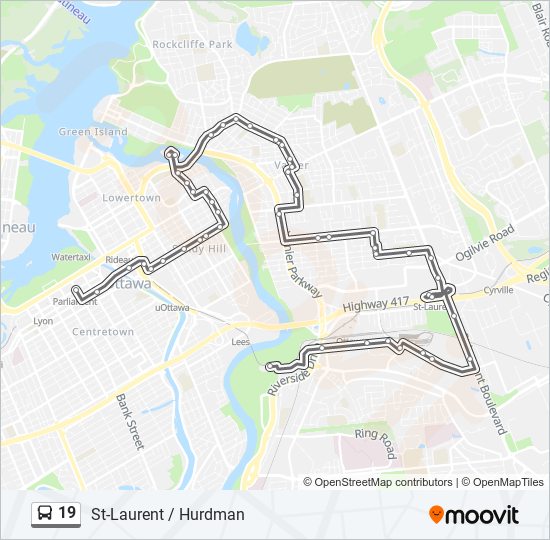 Plan de la ligne 19 de bus