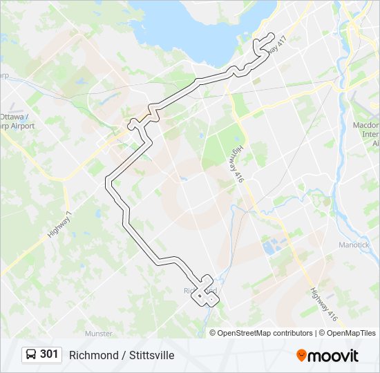 Plan de la ligne 301 de bus